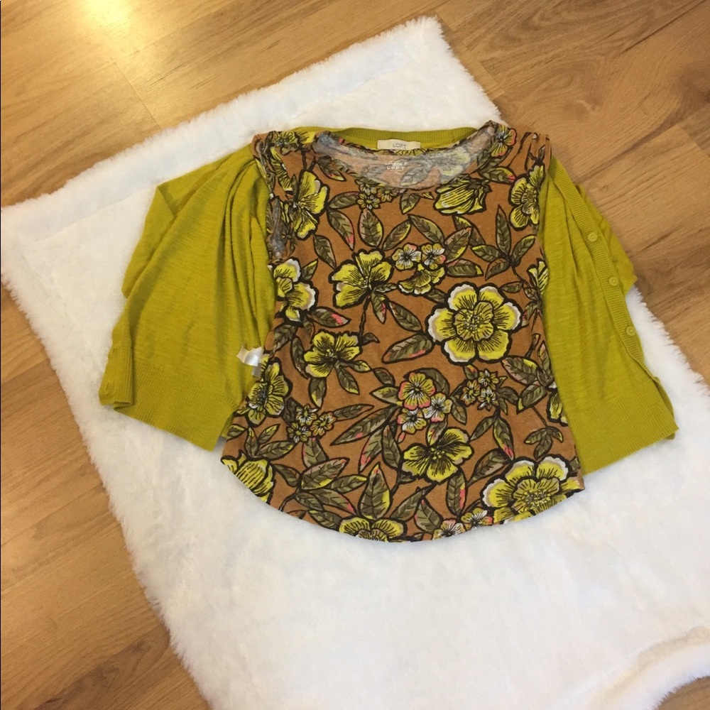 LOFT Cardigan & Floral Shell Set - Picture 3 of 8